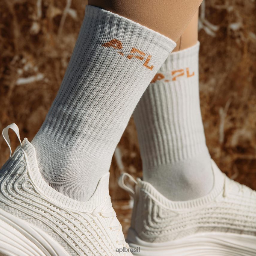 acessórios APL lux logo meia marfim pacote com 3 branco unissex PRHR24709