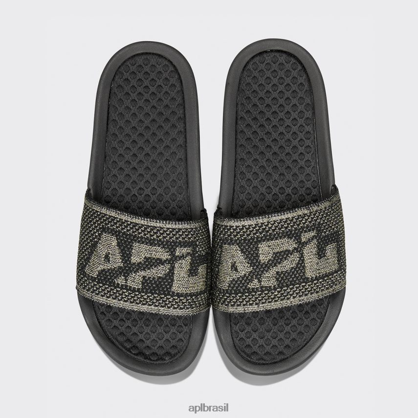 diapositivos APL grande logotipo techloom slide 9 preto/dourado/prata homens PRHR241104